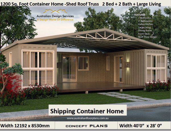 2 Bedroom Container Home: 1200 Combination